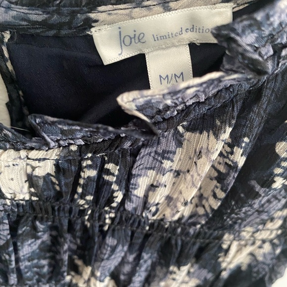 Joie Sleeveless Batik Dress Medium Sleeveless Lined Blue Gray High Neck A Line - Picture 5 of 7